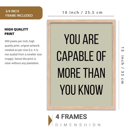 Minimalist Modern Motivational Quotes Wall Art Set of 6 Framed Prints for Hallway