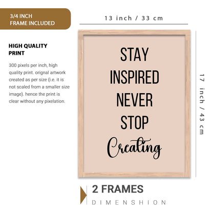 Minimalist Modern Motivational Quotes Wall Art Set of 6 Framed Prints for Hallway
