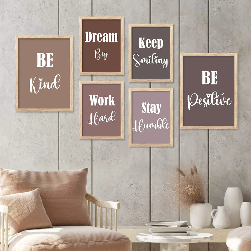 Motivational Quotes Framed Poster for Living Room Bedroom Home and Office Wall Decor Set of 6