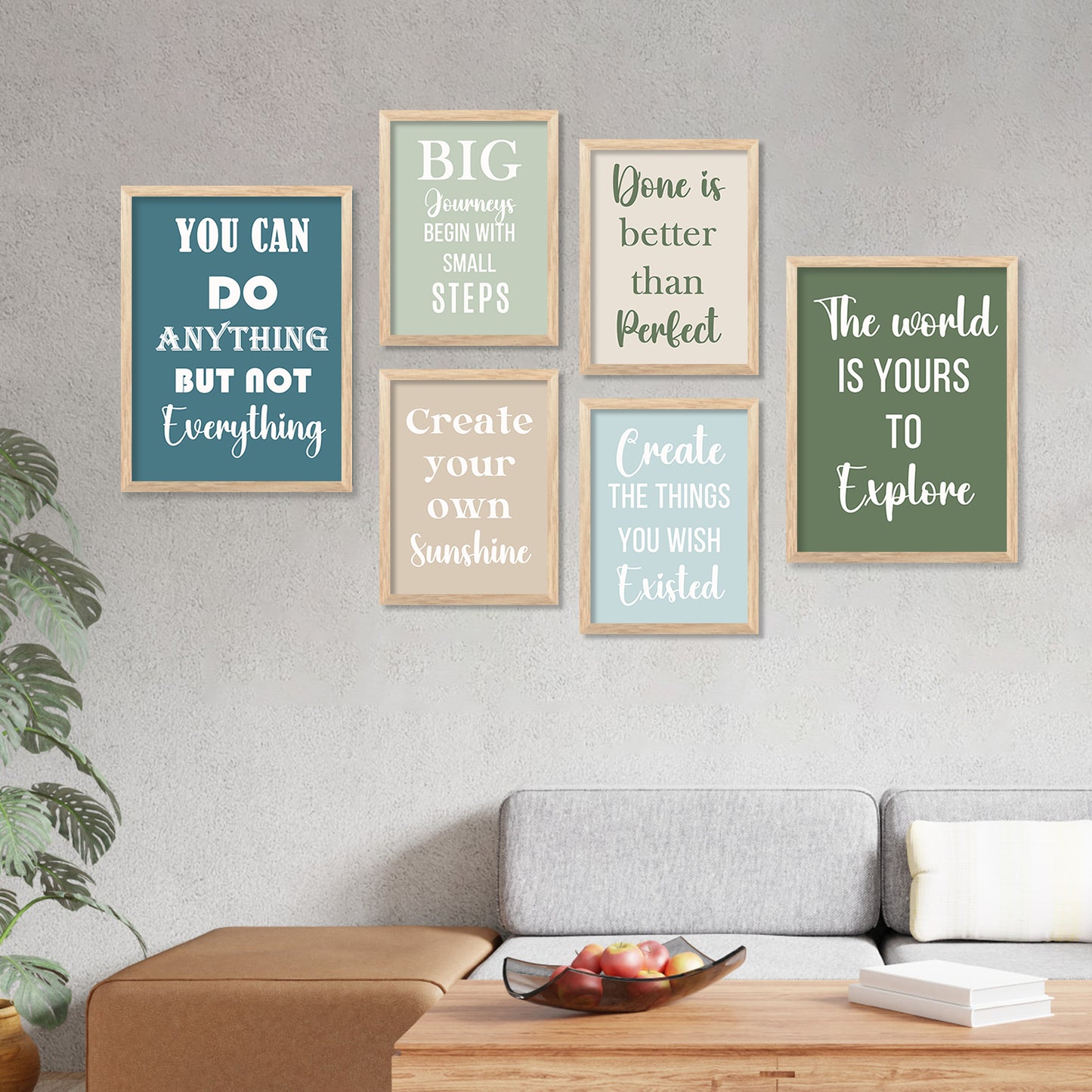 Motivational Quotes Framed Poster for Living Room Bedroom Home and Office Wall Decor Set of 6