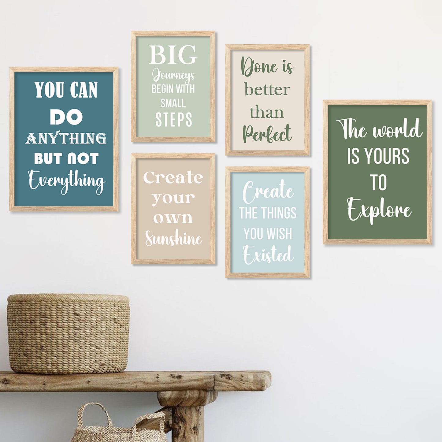 Motivational Quotes Framed Poster for Living Room Bedroom Home and Office Wall Decor Set of 6