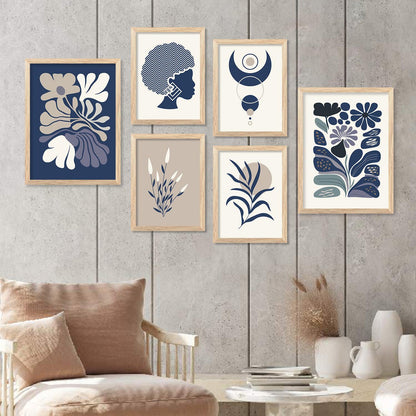 Modern Boho Art Prints with Frame for Living Room Bedroom Home and Office Wall Decor Set of 6