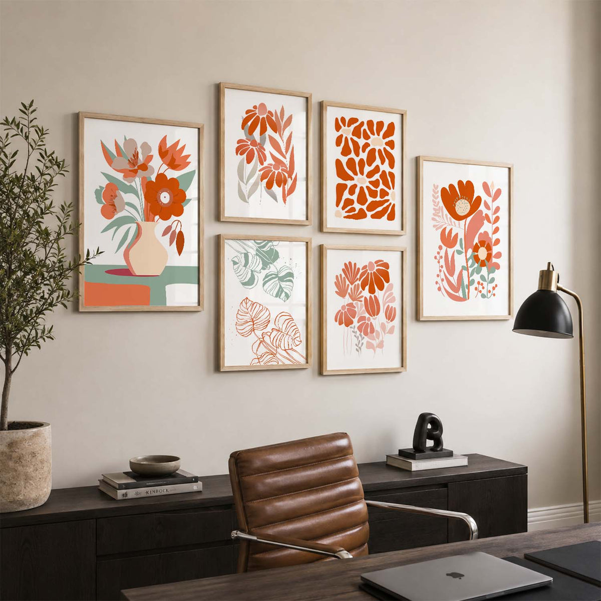 Floral Wall Art Set of 6 Framed Prints