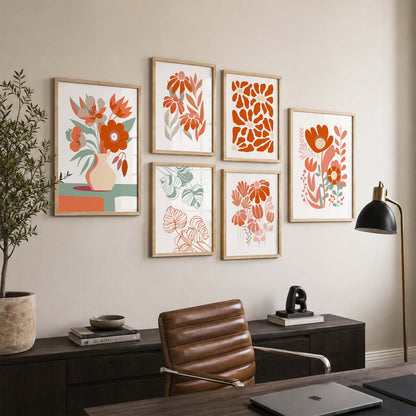 Floral Wall Art Set of 6 Framed Prints