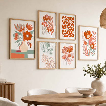 Floral Wall Art Set of 6 Framed Prints