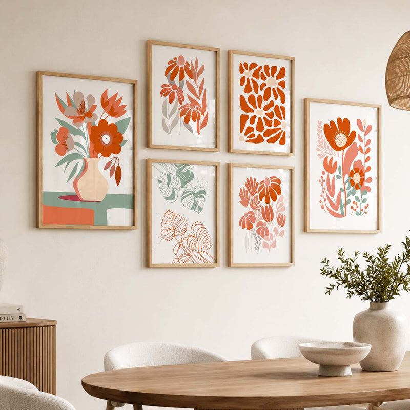 Floral Wall Art Set of 6 Framed Prints