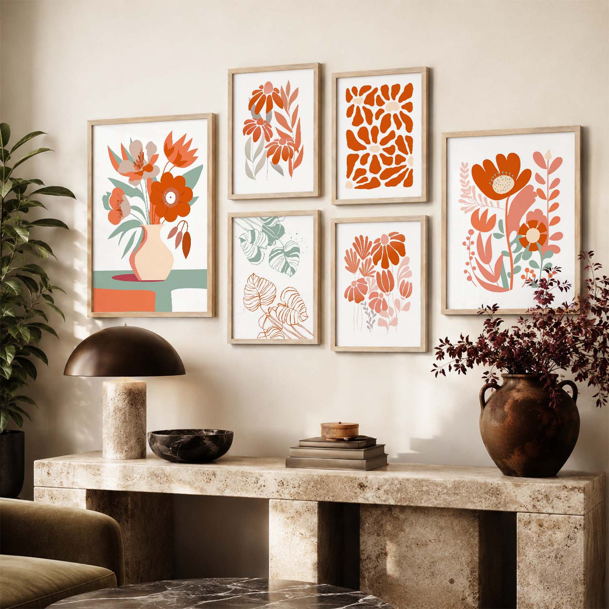 Floral Wall Art Set of 6 Framed Prints