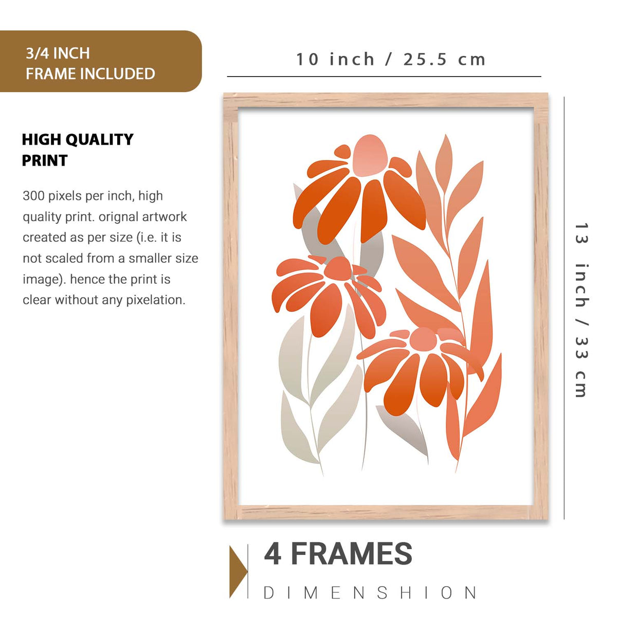 Floral Wall Art Set of 6 Framed Prints