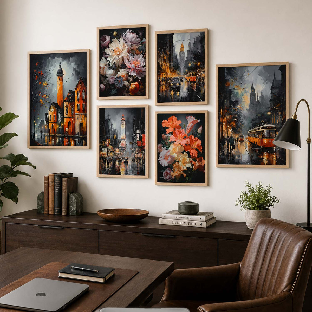 Iconic City Art Prints with Frame for Living Room Bedroom Home and Office Wall Decor Set of 6
