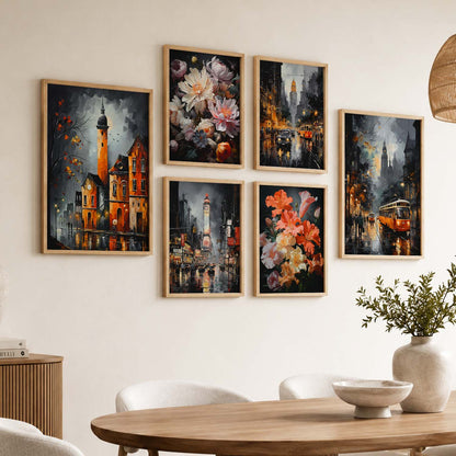Iconic City Art Prints with Frame for Living Room Bedroom Home and Office Wall Decor Set of 6