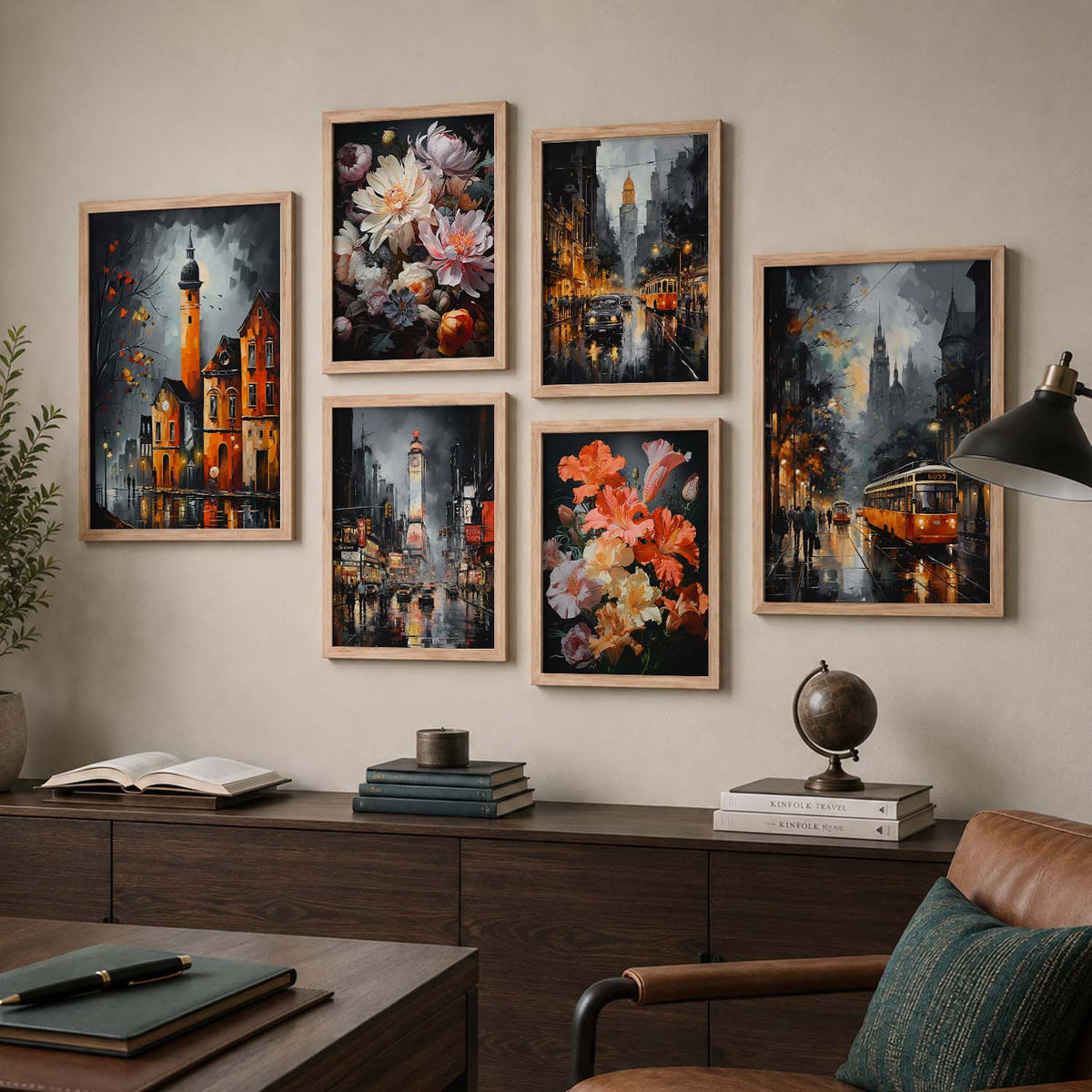 Iconic City Art Prints with Frame for Living Room Bedroom Home and Office Wall Decor Set of 6