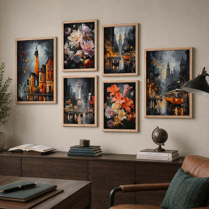 Iconic City Art Prints with Frame for Living Room Bedroom Home and Office Wall Decor Set of 6