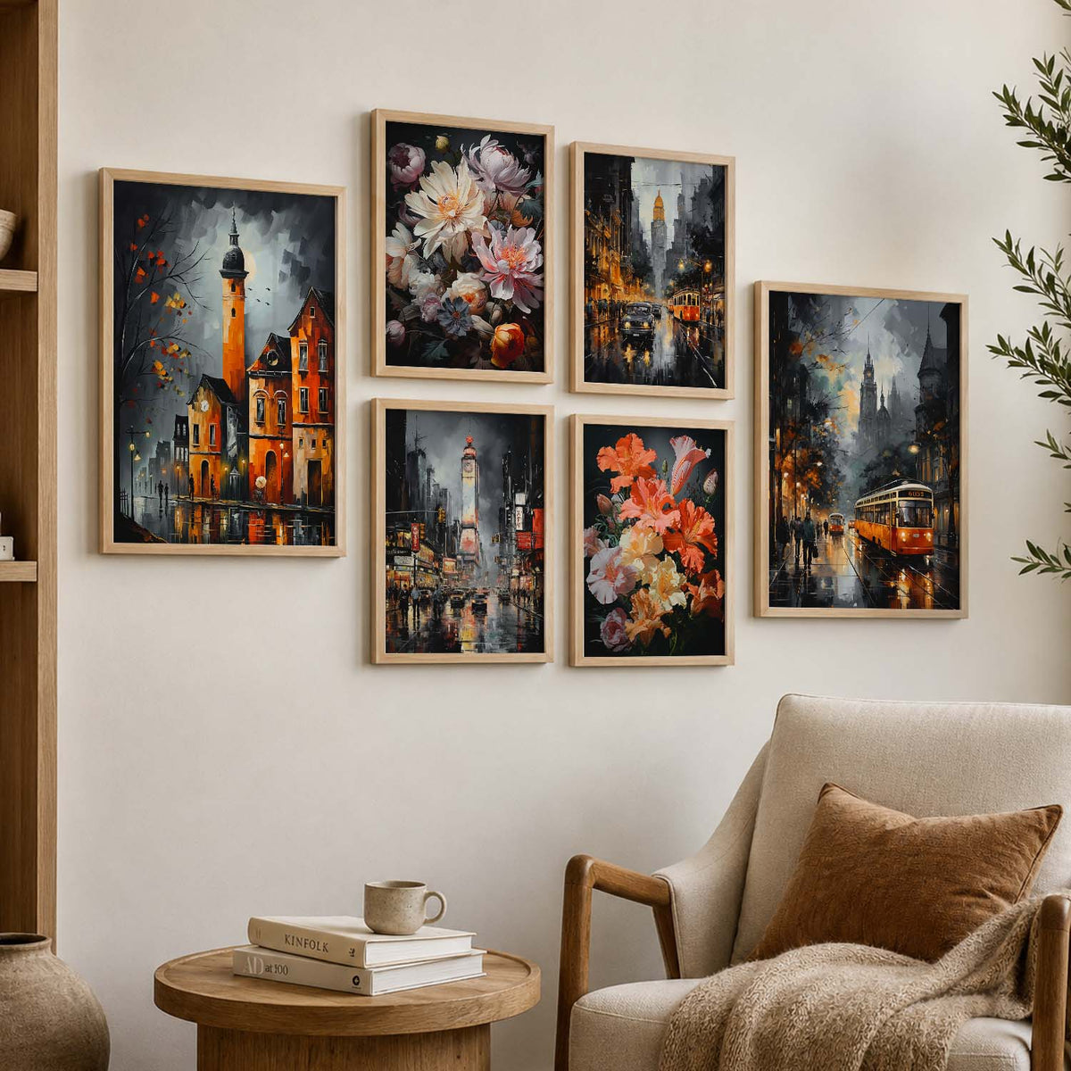 Iconic City Art Prints with Frame for Living Room Bedroom Home and Office Wall Decor Set of 6