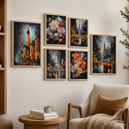 Iconic City Art Prints with Frame for Living Room Bedroom Home and Office Wall Decor Set of 6