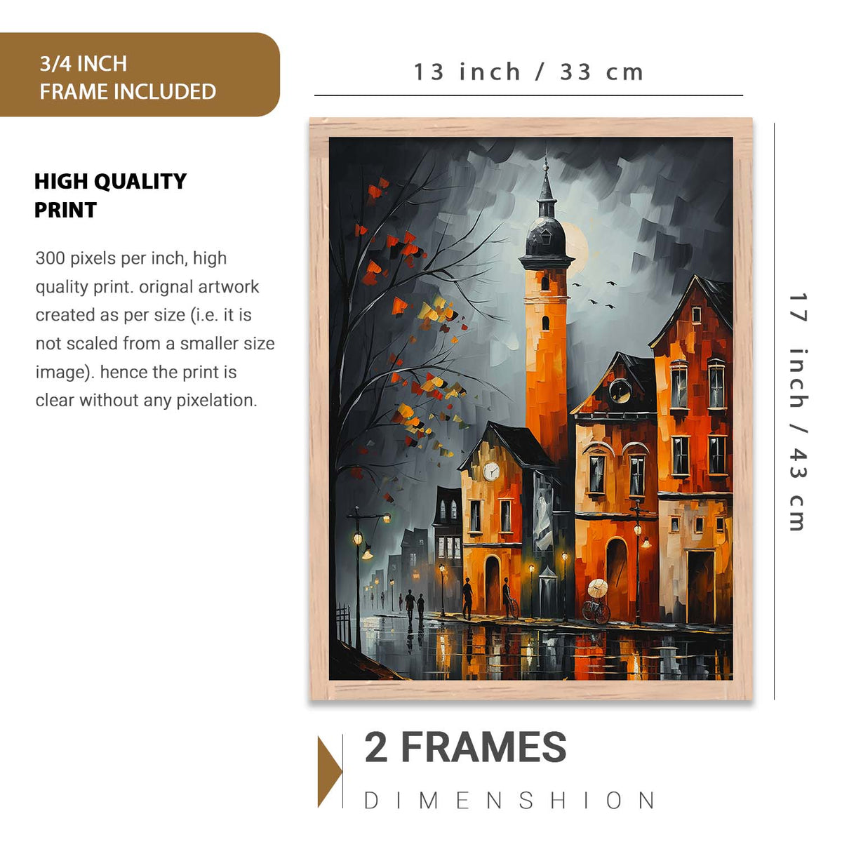 Iconic City Art Prints with Frame for Living Room Bedroom Home and Office Wall Decor Set of 6
