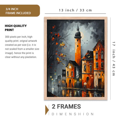 Iconic City Art Prints with Frame for Living Room Bedroom Home and Office Wall Decor Set of 6