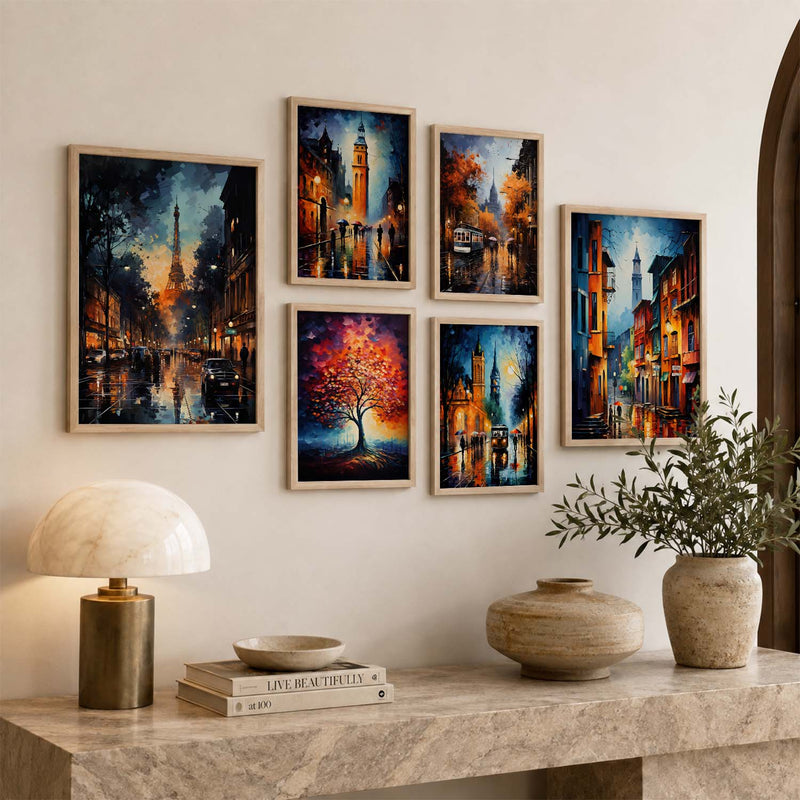 Modern Art Prints with Frame for Living Room Bedroom Home and Office Wall Decor Set of 6