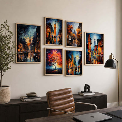 Modern Art Prints with Frame for Living Room Bedroom Home and Office Wall Decor Set of 6