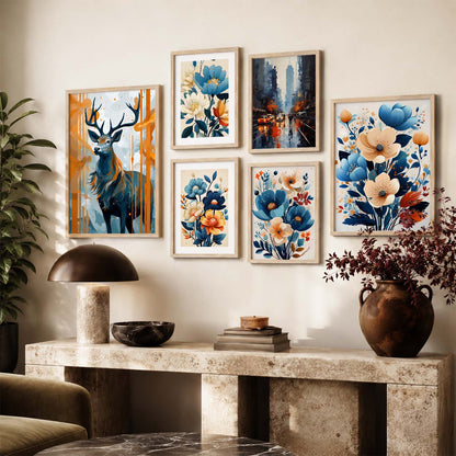 Nature Inspired Art Prints with Frame for Living Room Bedroom Home and Office Wall Decor Set of 6