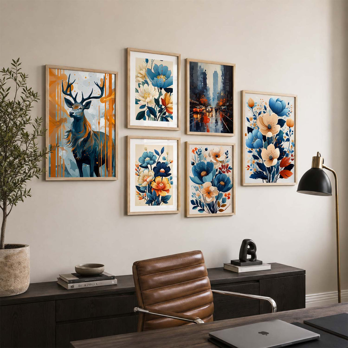 Nature Inspired Art Prints with Frame for Living Room Bedroom Home and Office Wall Decor Set of 6