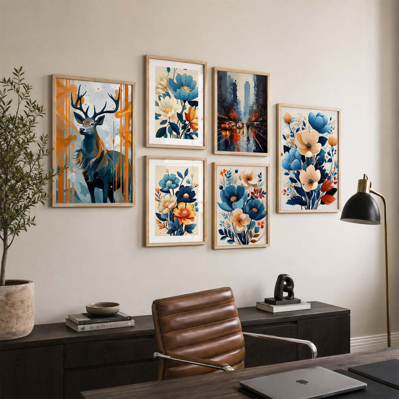 Nature Inspired Art Prints with Frame for Living Room Bedroom Home and Office Wall Decor Set of 6