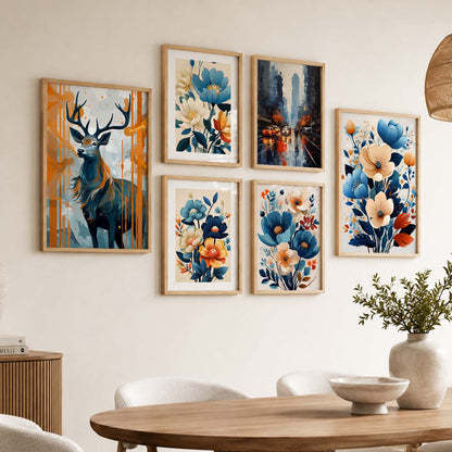 Nature Inspired Art Prints with Frame for Living Room Bedroom Home and Office Wall Decor Set of 6