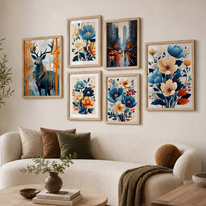 Nature Inspired Art Prints with Frame for Living Room Bedroom Home and Office Wall Decor Set of 6