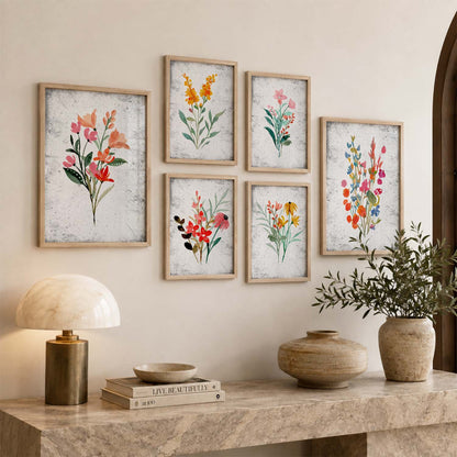 Nature Inspired Art Prints with Frame for Living Room Bedroom Home and Office Wall Decor Set of 6