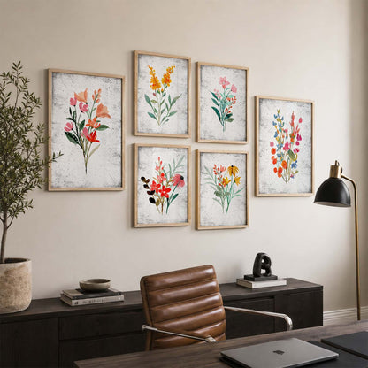 Nature Inspired Art Prints with Frame for Living Room Bedroom Home and Office Wall Decor Set of 6