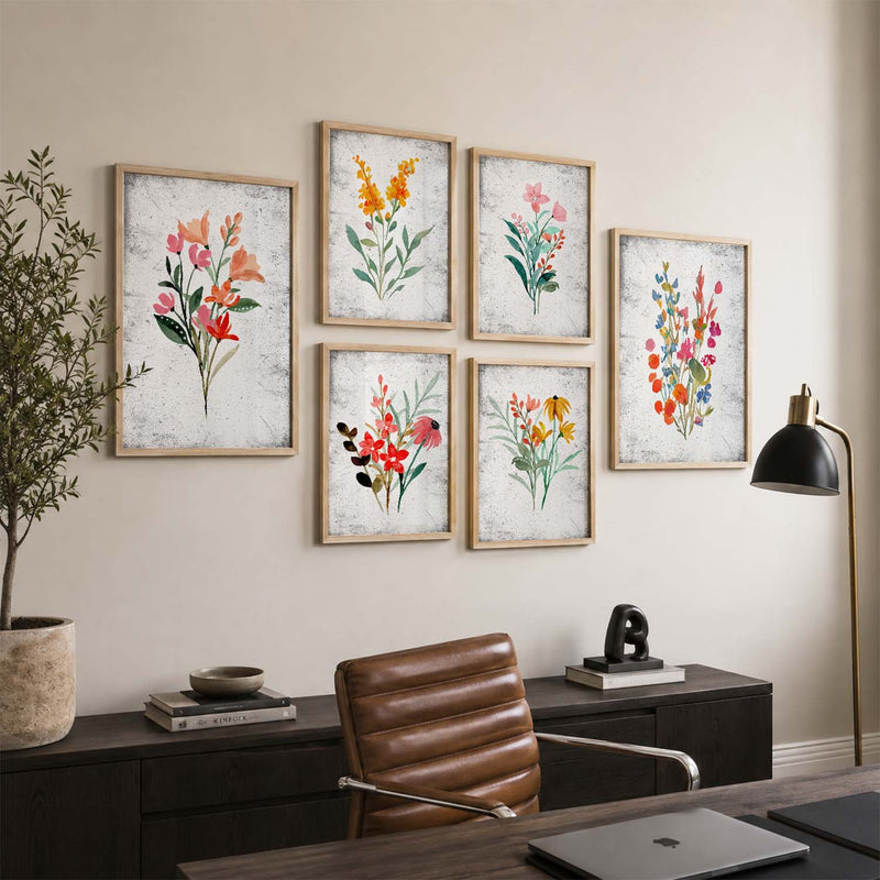 Nature Inspired Art Prints with Frame for Living Room Bedroom Home and Office Wall Decor Set of 6