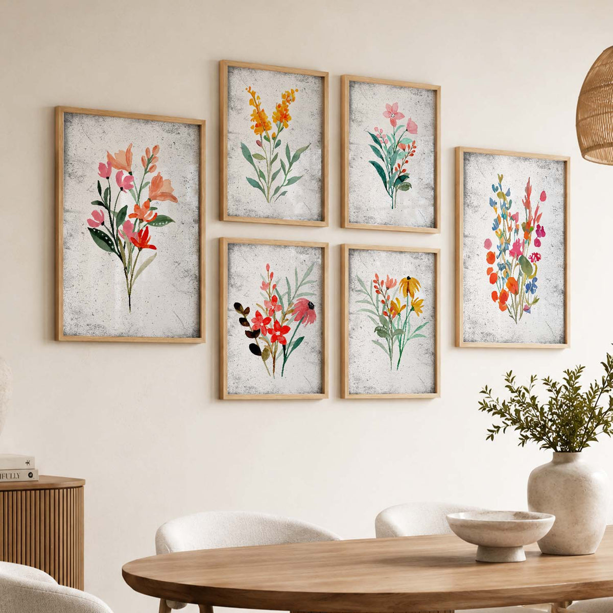 Nature Inspired Art Prints with Frame for Living Room Bedroom Home and Office Wall Decor Set of 6