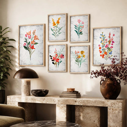 Nature Inspired Art Prints with Frame for Living Room Bedroom Home and Office Wall Decor Set of 6