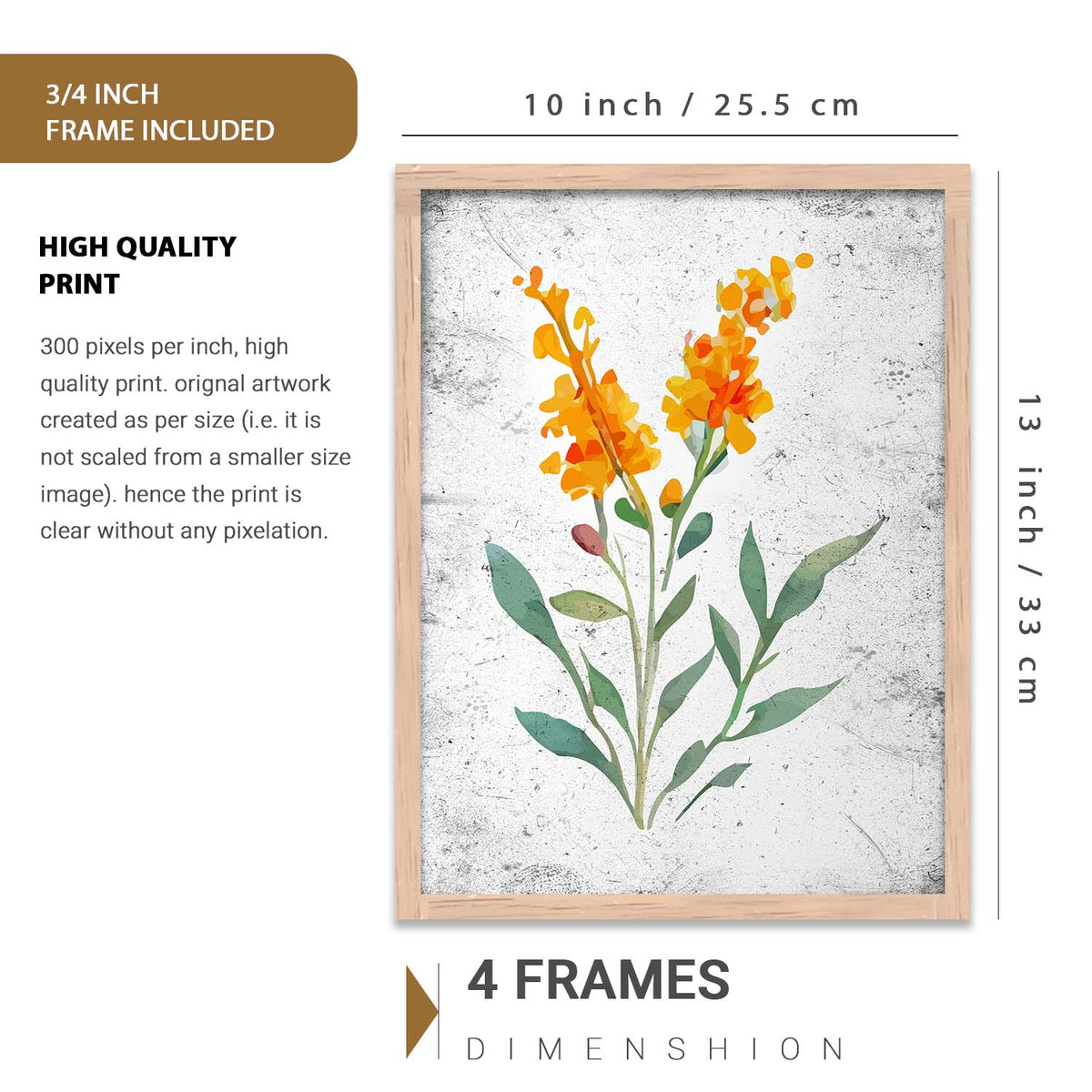 Nature Inspired Art Prints with Frame for Living Room Bedroom Home and Office Wall Decor Set of 6