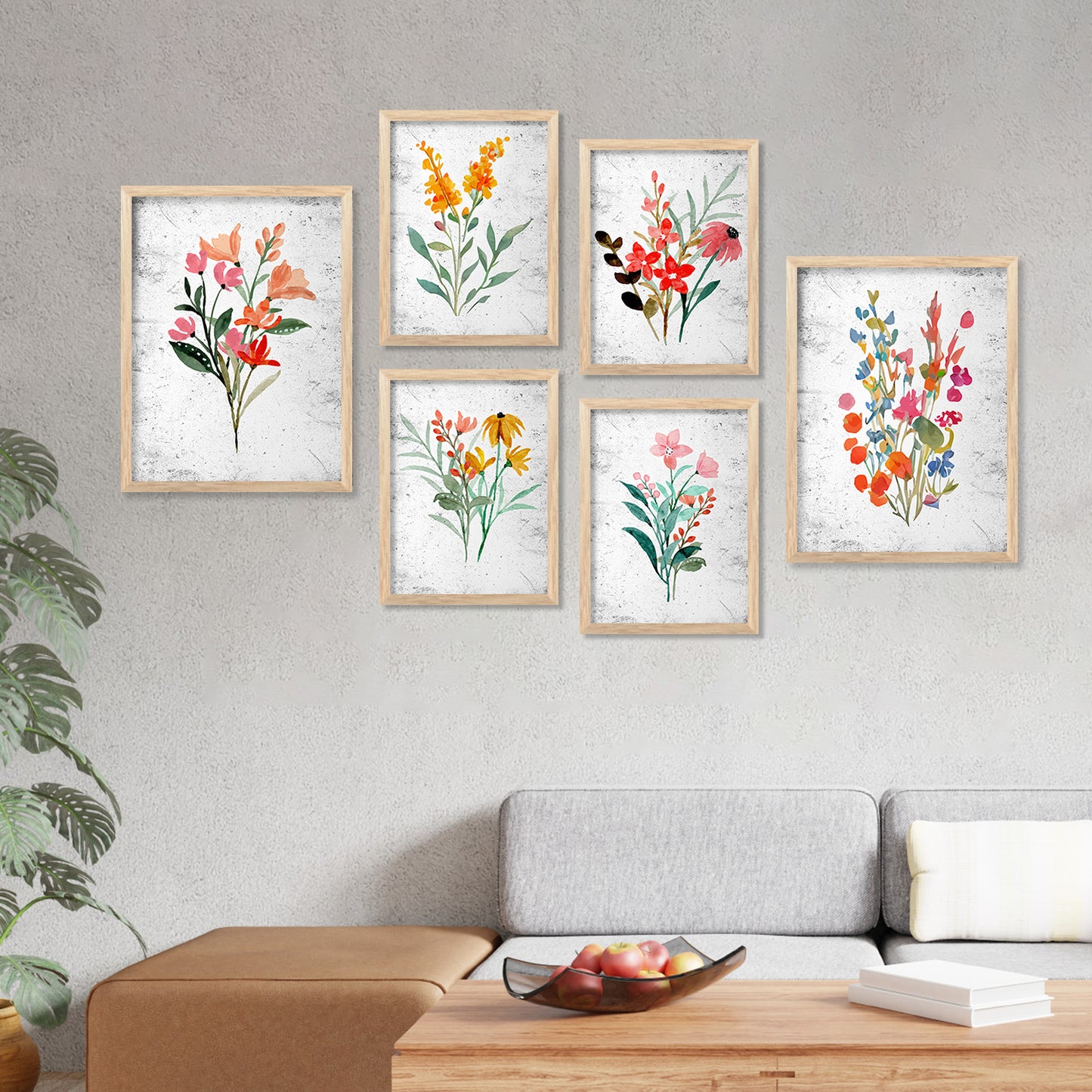 Nature Inspired Art Prints with Frame for Living Room Bedroom Home and Office Wall Decor Set of 6