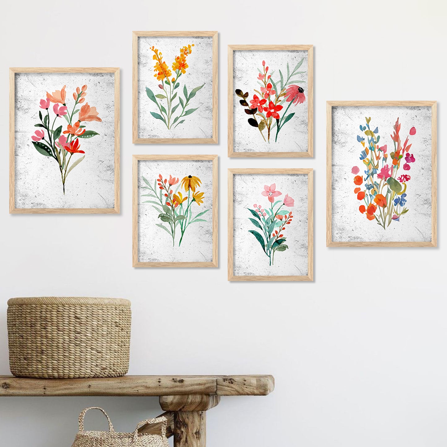 Nature Inspired Art Prints with Frame for Living Room Bedroom Home and Office Wall Decor Set of 6