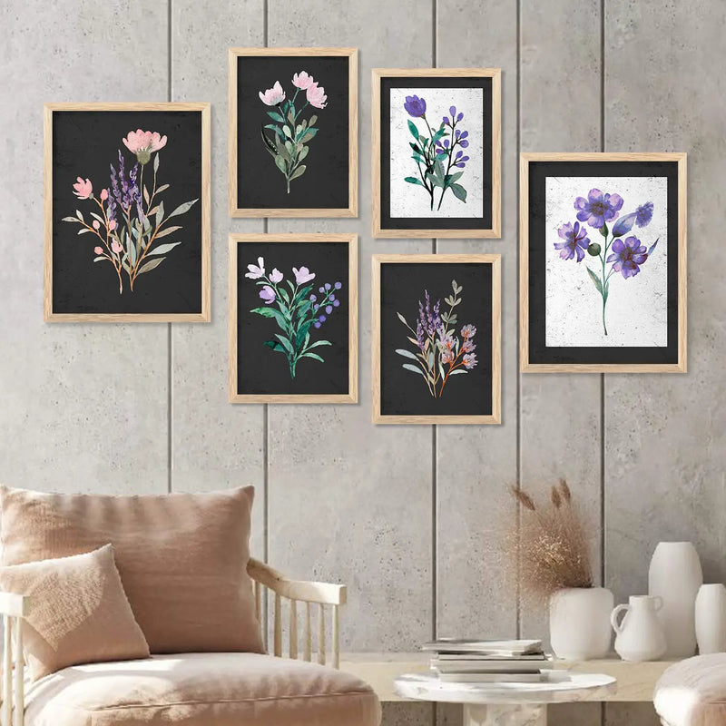 Nature Inspired Art Prints with Frame for Living Room Bedroom Home and Office Wall Decor Set of 6