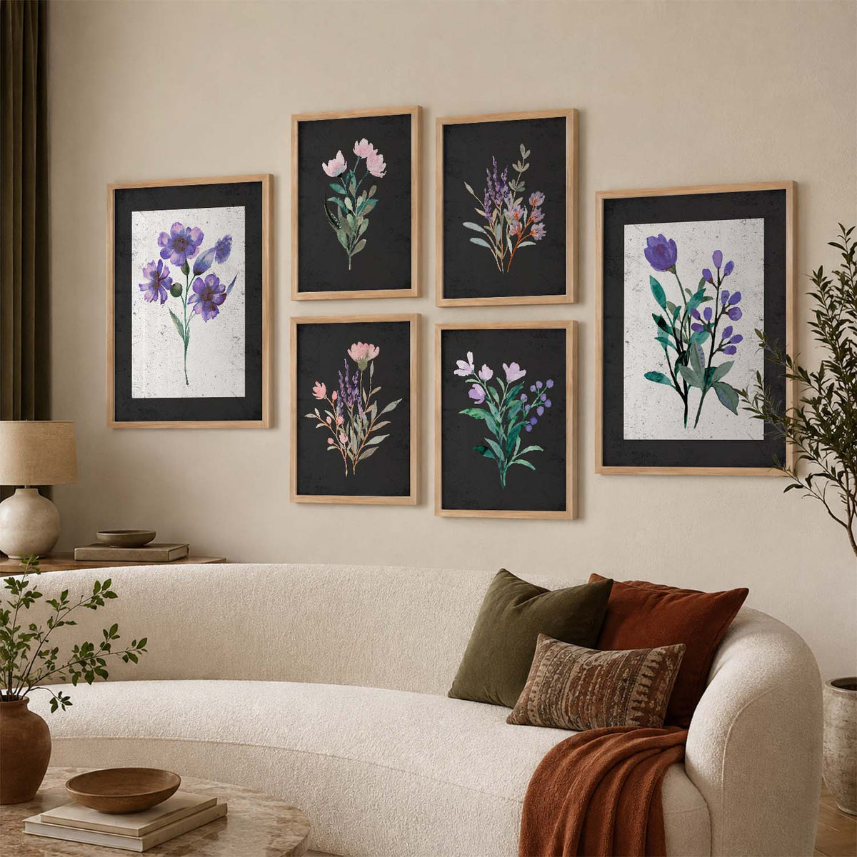 Nature Inspired Art Prints with Frame for Living Room Bedroom Home and Office Wall Decor Set of 6