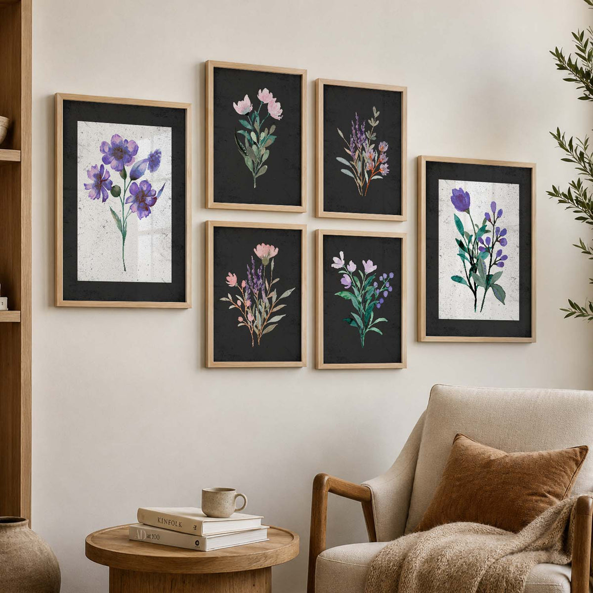 Nature Inspired Art Prints with Frame for Living Room Bedroom Home and Office Wall Decor Set of 6