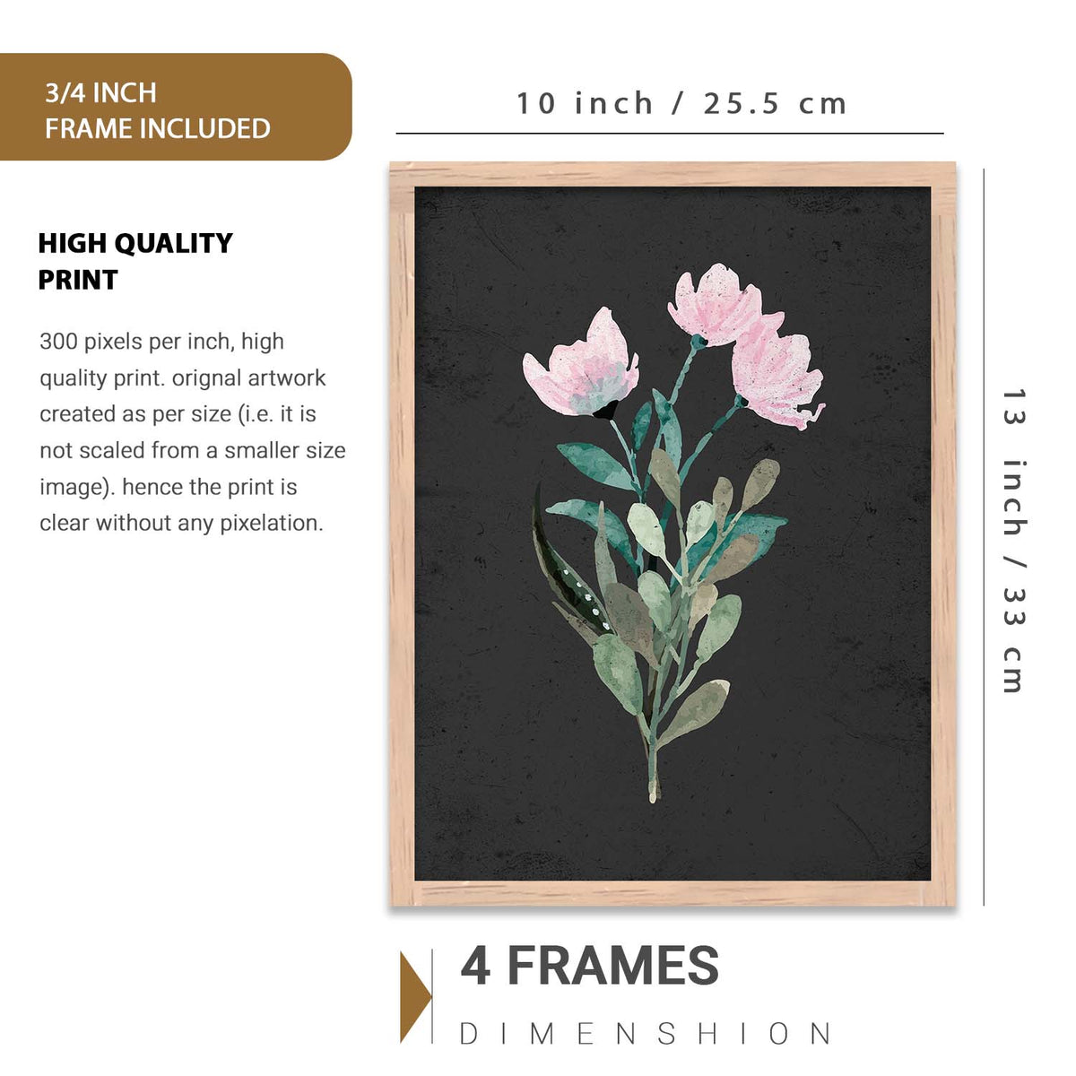 Nature Inspired Art Prints with Frame for Living Room Bedroom Home and Office Wall Decor Set of 6