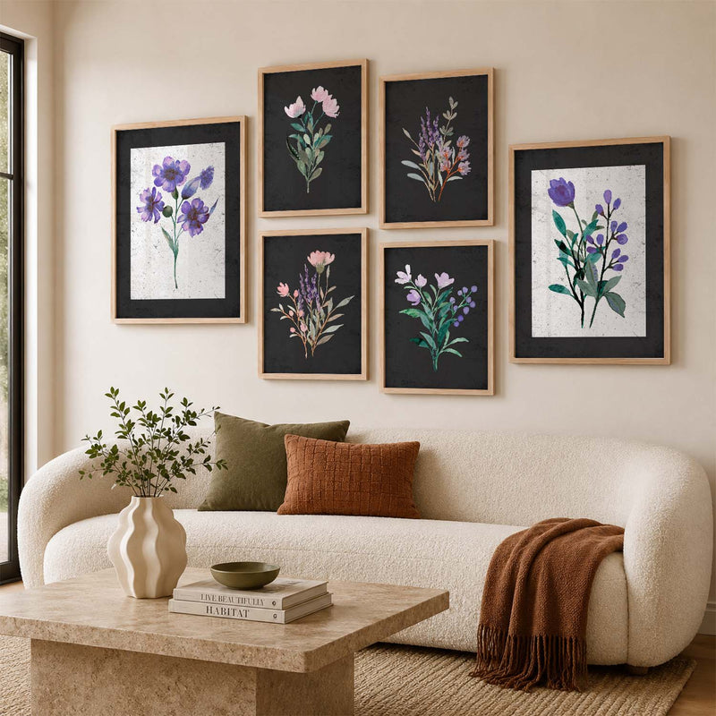 Nature Inspired Art Prints with Frame for Living Room Bedroom Home and Office Wall Decor Set of 6