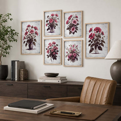 Nature Inspired Floral Art Prints with Frame for Living Room Bedroom Home and Office Wall Decor Set of 6