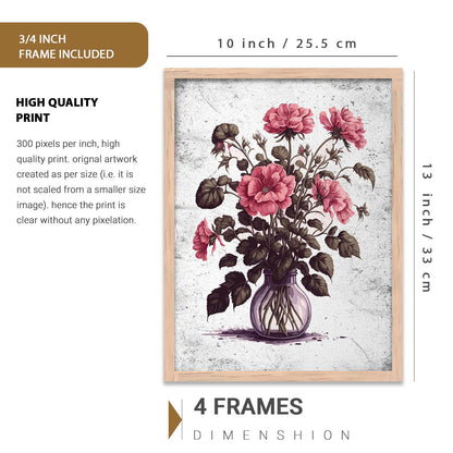 Nature Inspired Floral Art Prints with Frame for Living Room Bedroom Home and Office Wall Decor Set of 6