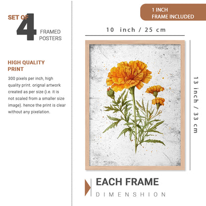 Nature Inspired Floral Art Prints with Frame for Living Room Bedroom Home and Office Wall Decor Set of 6