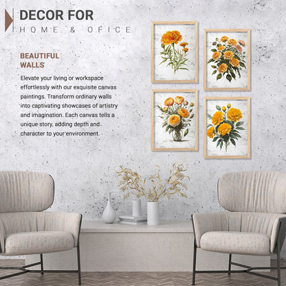 Nature Inspired Floral Art Prints with Frame for Living Room Bedroom Home and Office Wall Decor Set of 6