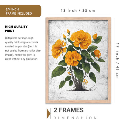 Nature Inspired Floral Art Prints with Frame for Living Room Bedroom Home and Office Wall Decor Set of 6