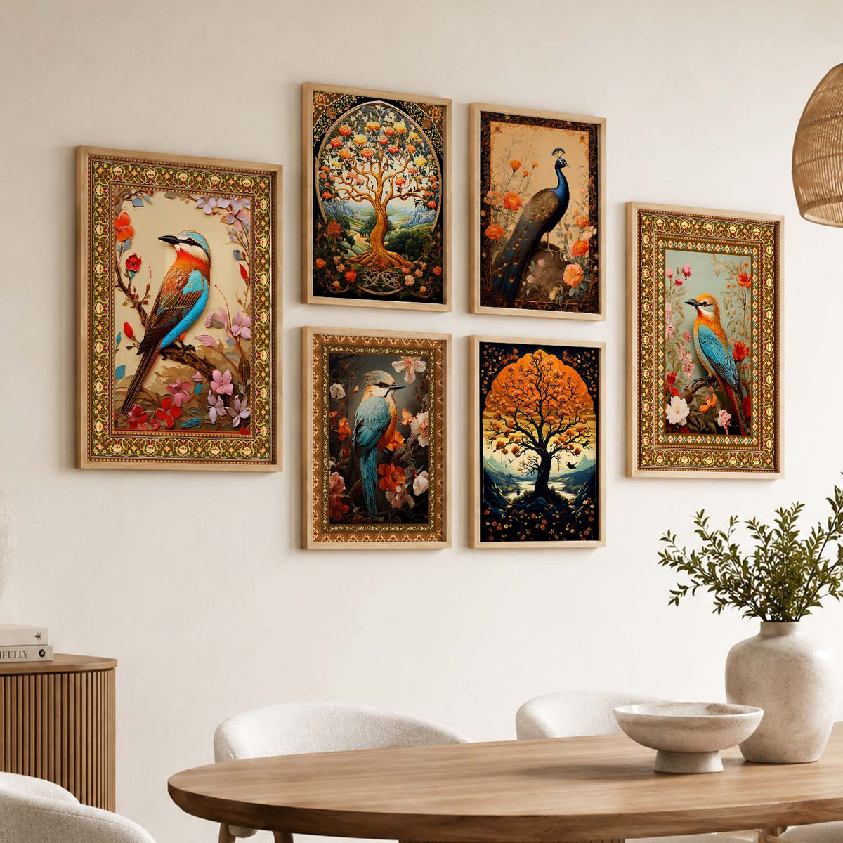 Nature Inspired Art Prints with Frame for Living Room Bedroom Home and Office Wall Decor Set of 6