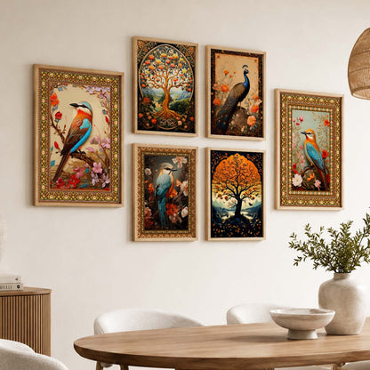 Nature Inspired Art Prints with Frame for Living Room Bedroom Home and Office Wall Decor Set of 6