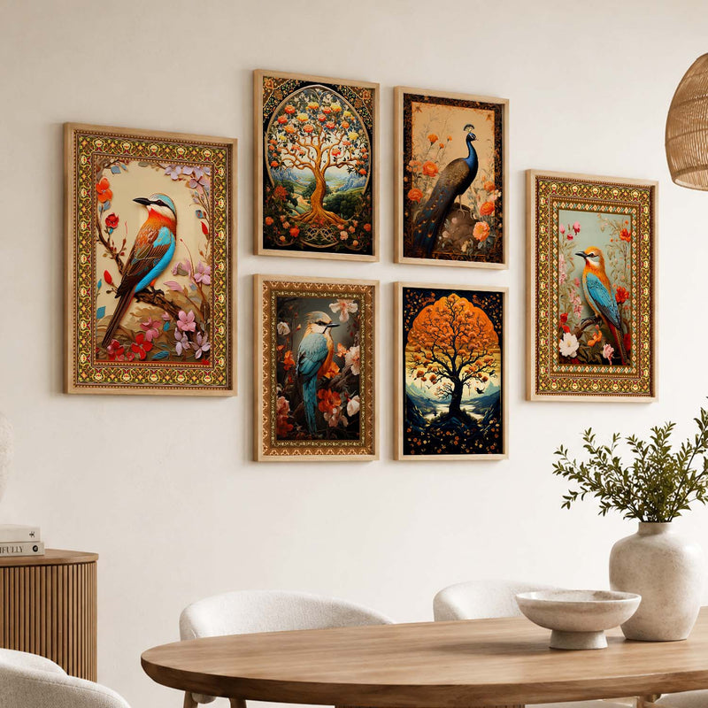 Nature Inspired Art Prints with Frame for Living Room Bedroom Home and Office Wall Decor Set of 6