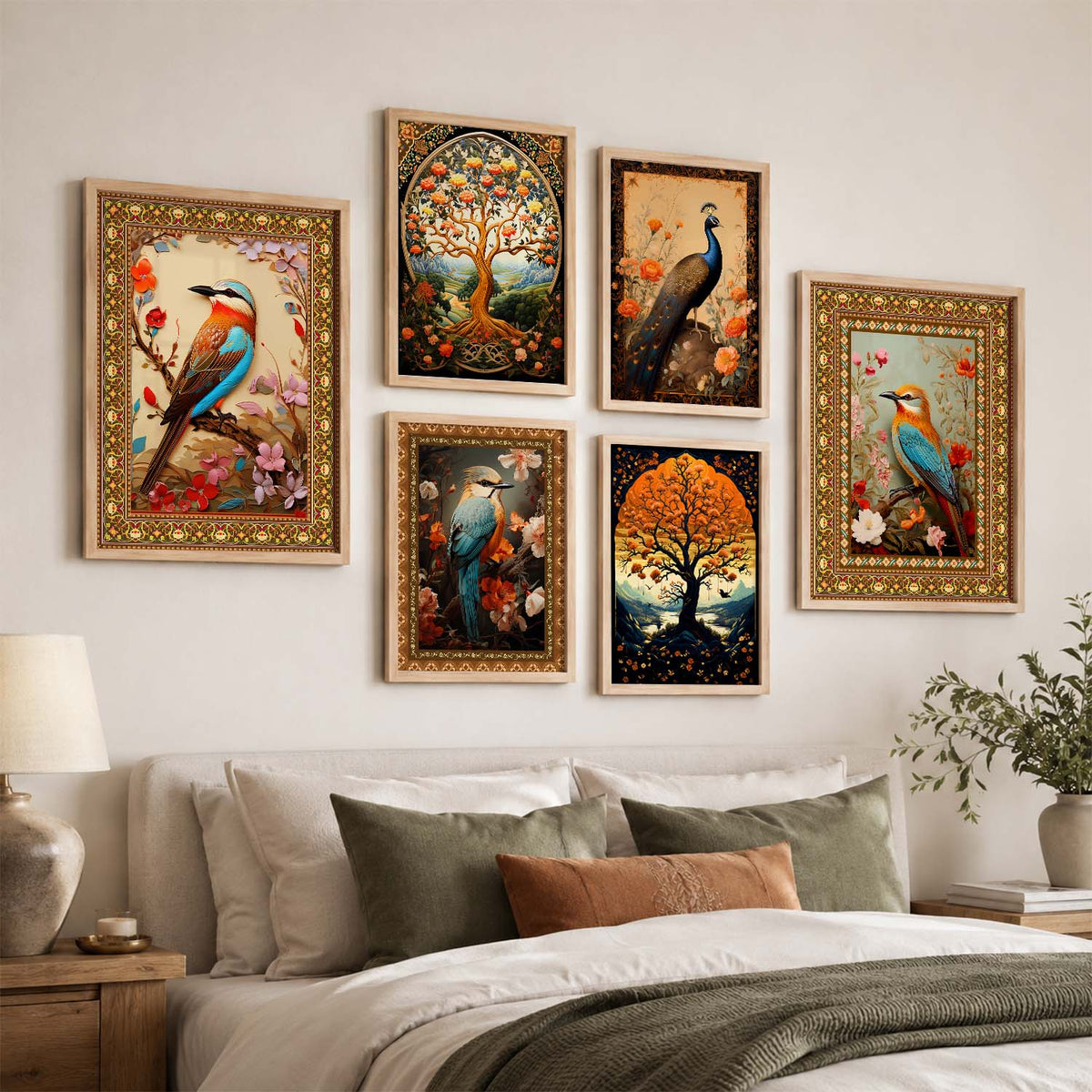 Nature Inspired Art Prints with Frame for Living Room Bedroom Home and Office Wall Decor Set of 6