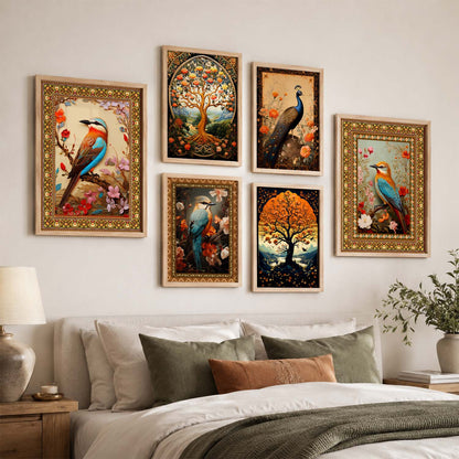 Nature Inspired Art Prints with Frame for Living Room Bedroom Home and Office Wall Decor Set of 6